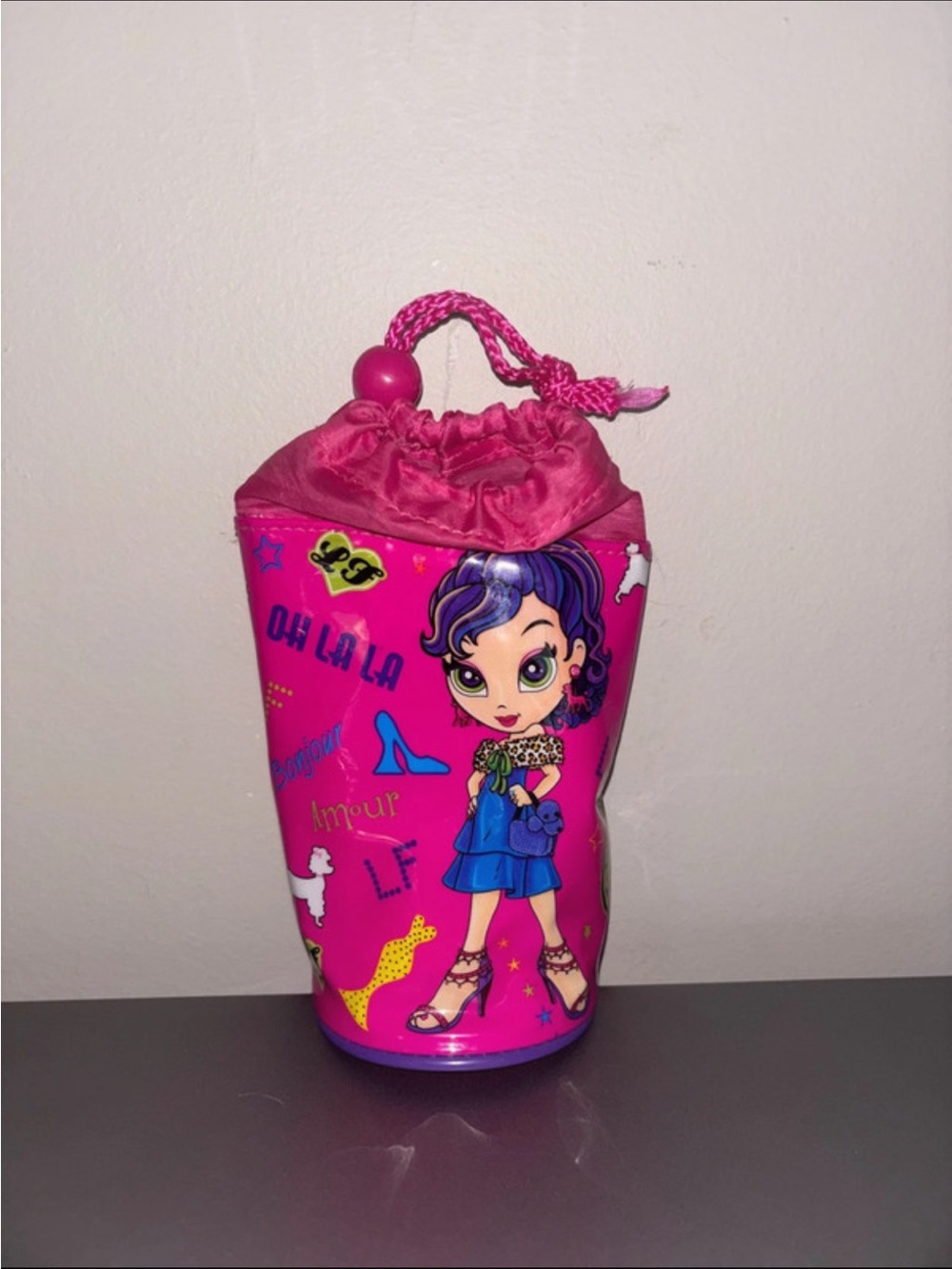 rare vintage Lisa Frank Drawstring Insulated Water Bottle Holder